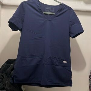 Navy blue figs scrub top, size small
